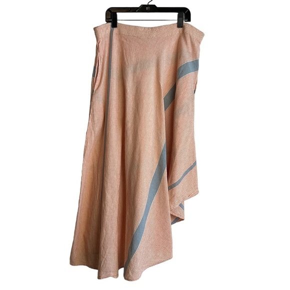 Apiece Apart Orange Striped asymmetrical Midi Skirt size 14 - Picture 6 of 7